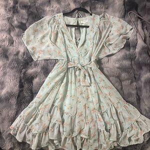 Storia Mint Green fairy cottage core Floral Ruffle